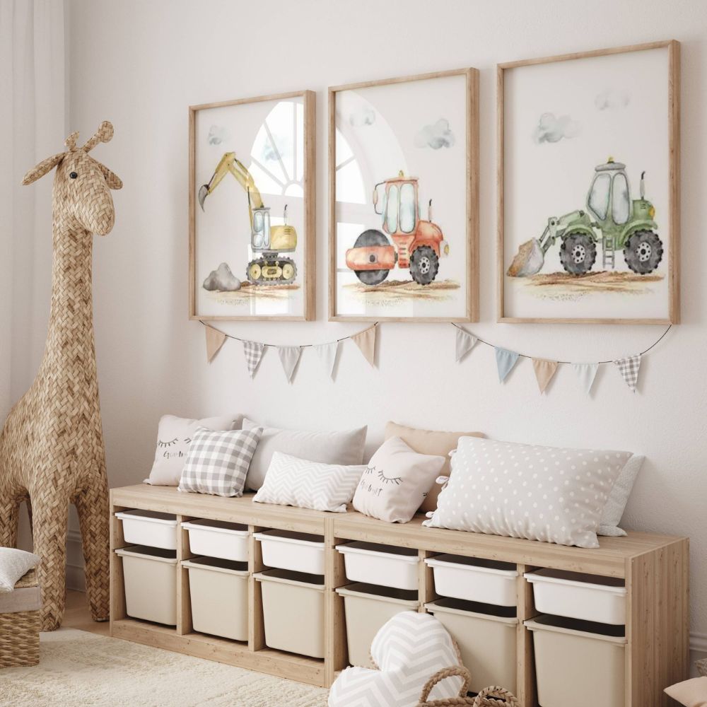 Aquarell-Fahrzeug-Poster – Dekoration fürs Kinderzimmer (Unisex)