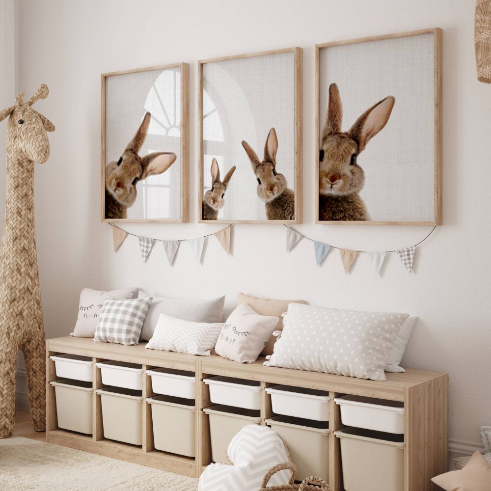 set de 3 affiches lapin pour décoration chambre enfant