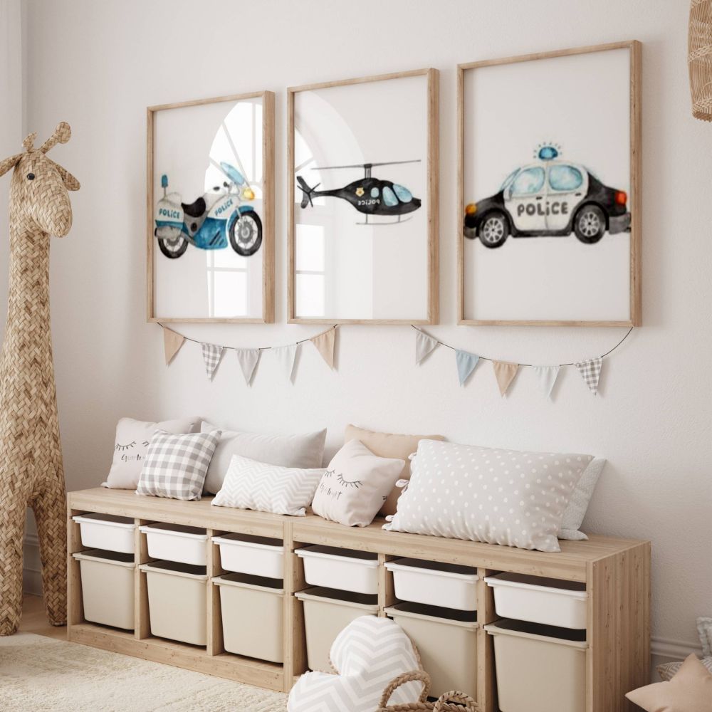 Affiche enfant voiture de pompier