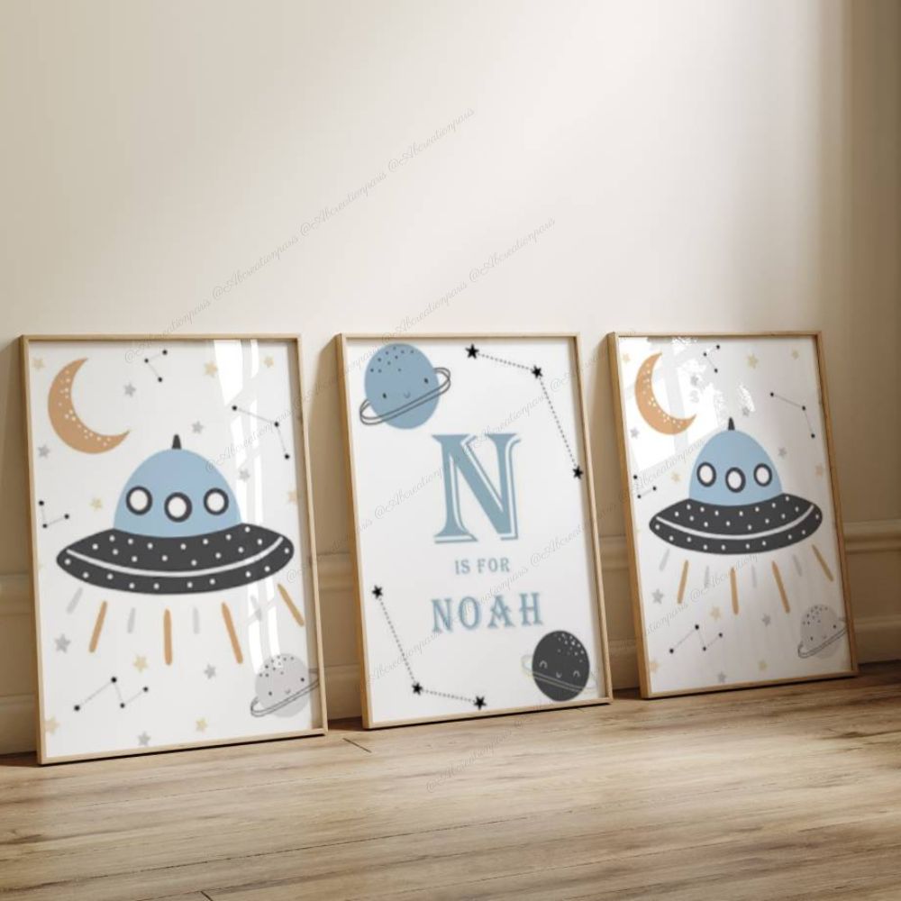 Affiche thème espace. Décoration chambre bébé ou enfant