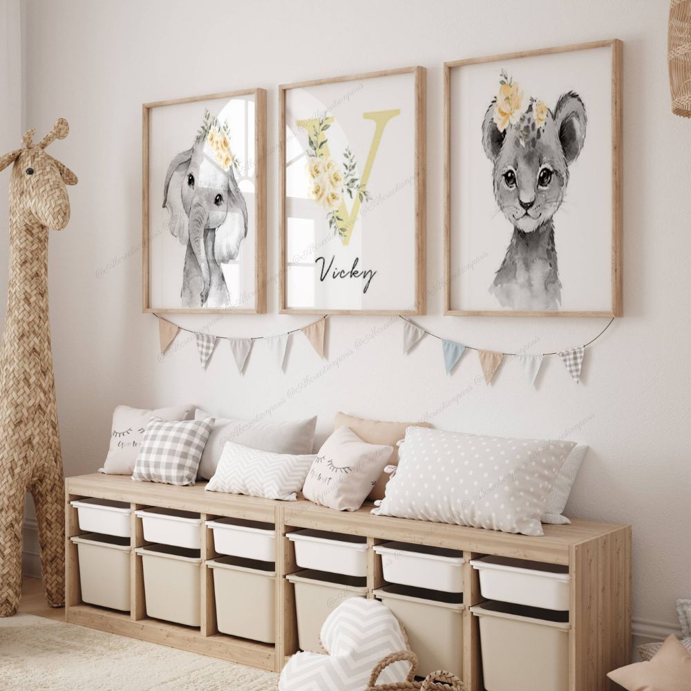 Idée décoration murale chambre bébé jaune