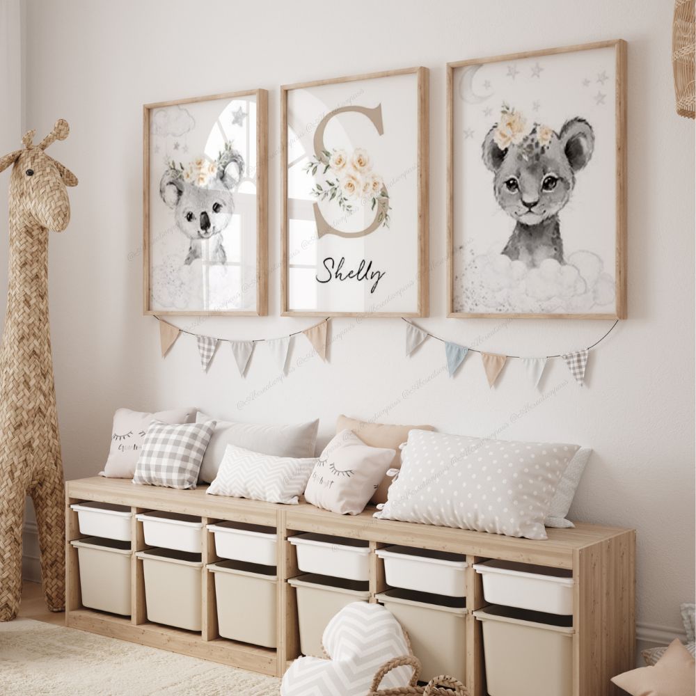 Décoration chambre bébé nuage et savane