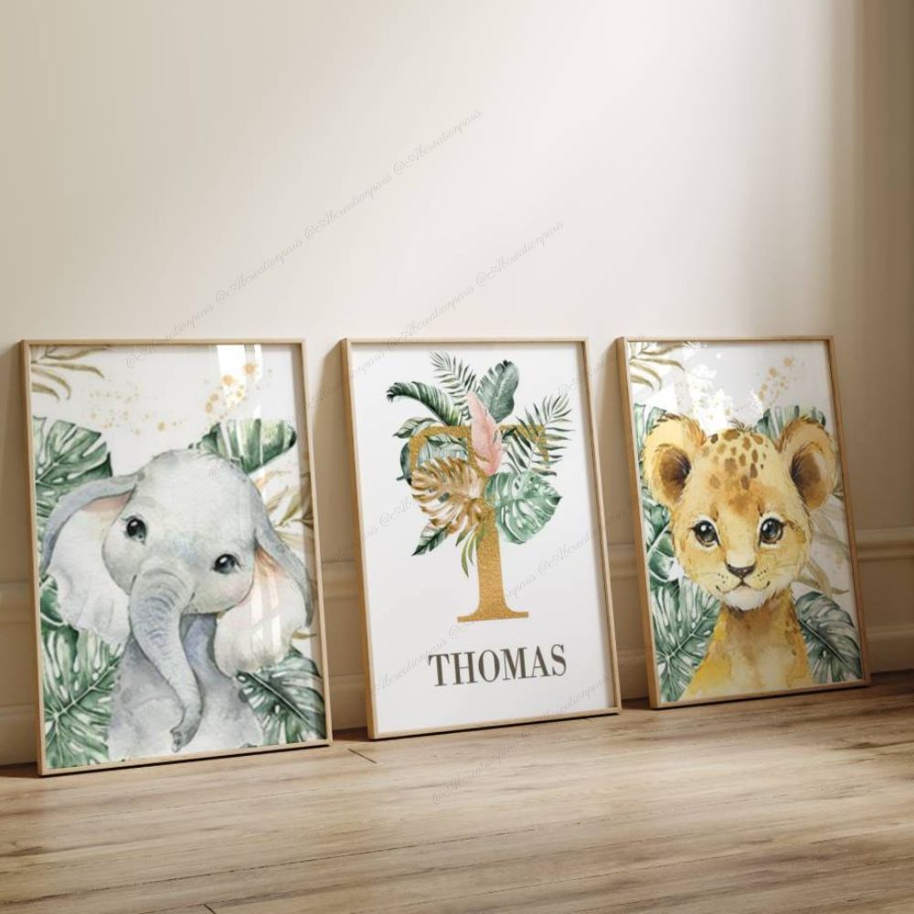 Affiche savane chambre garçon