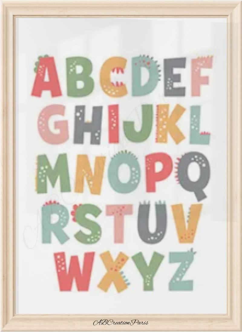 abecedaire murale chambre enfant dinosaure