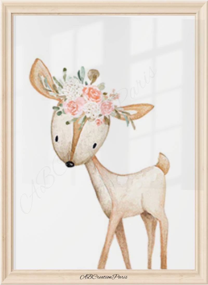 affiche biche chambre bébé fille