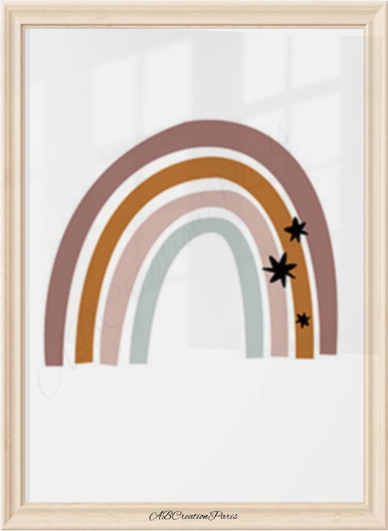 affiche arc en ciel couleur terracotta pour chambre bebe
