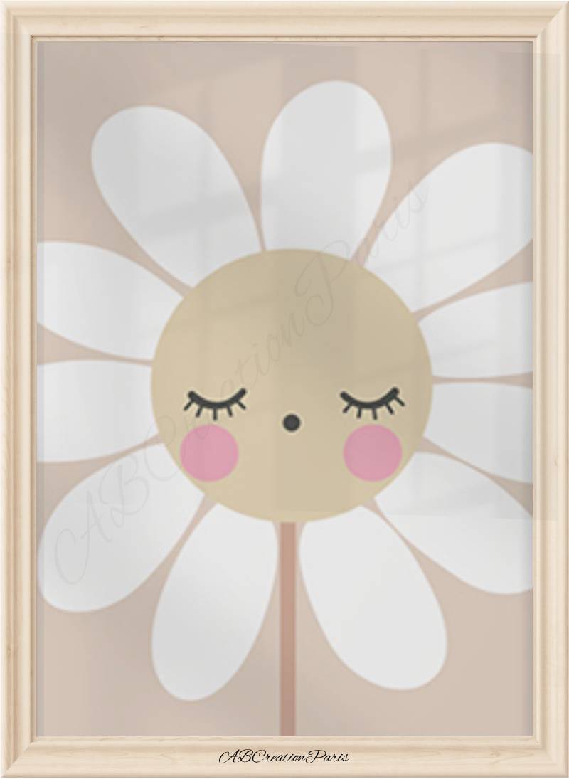affiche enfant marguerite fleur qui dort