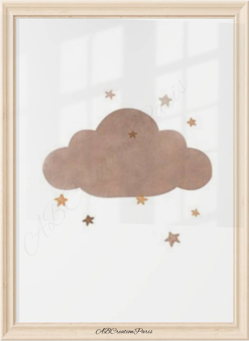 affiche nuage et etoile terracotta