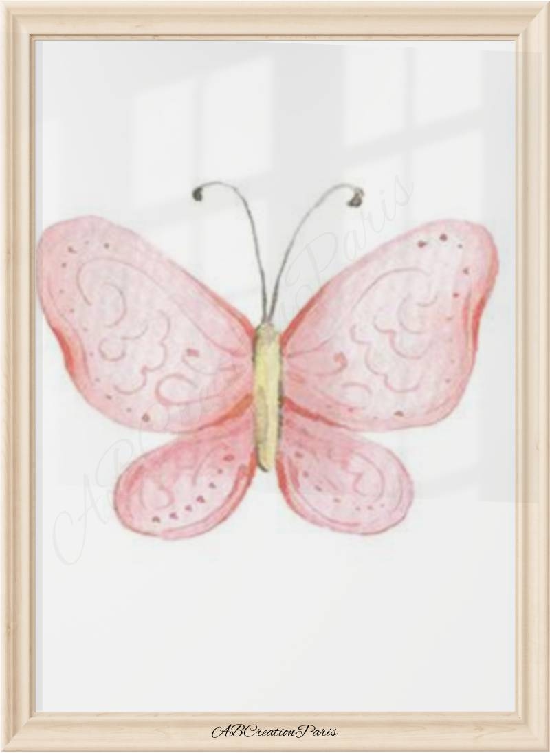 Geschenk zur Geburt eines Mädchens – Schmetterling Rosa Vorname Gold
