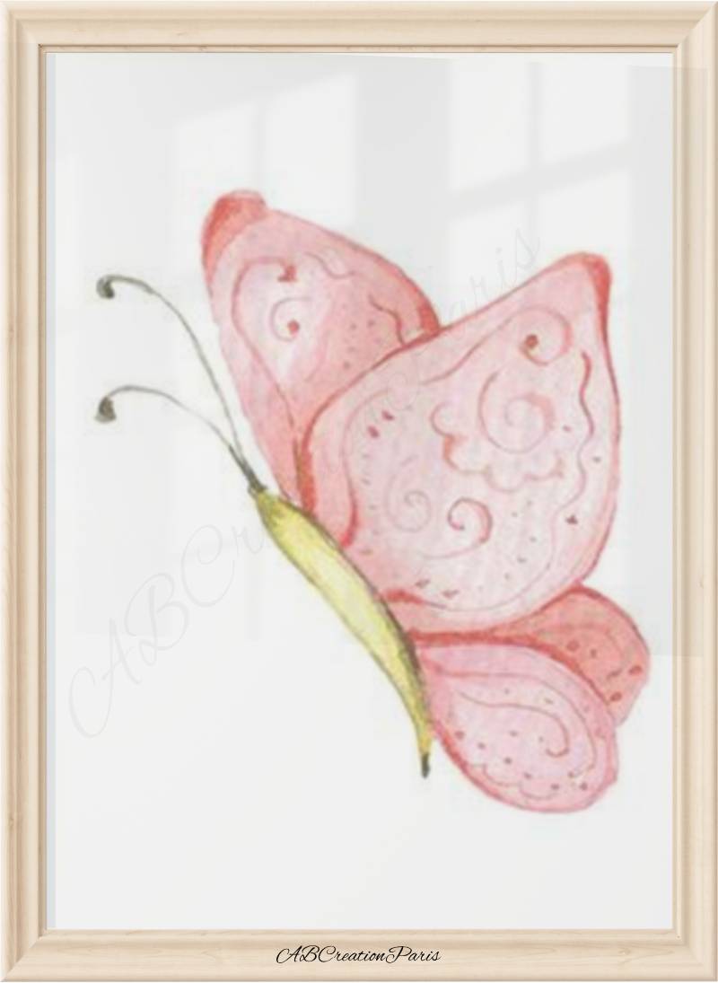 Geschenk zur Geburt eines Mädchens – Schmetterling Rosa Vorname Gold