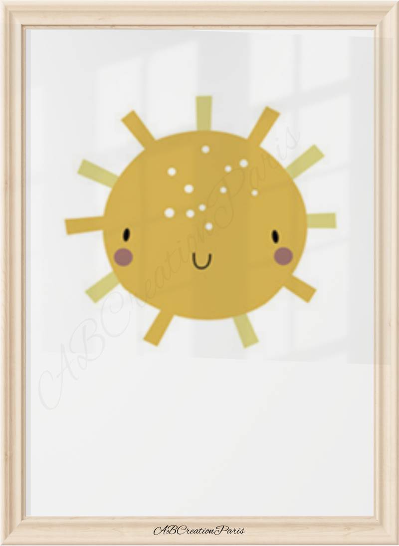 affiche soleil qui souri pour déco chambre bébé