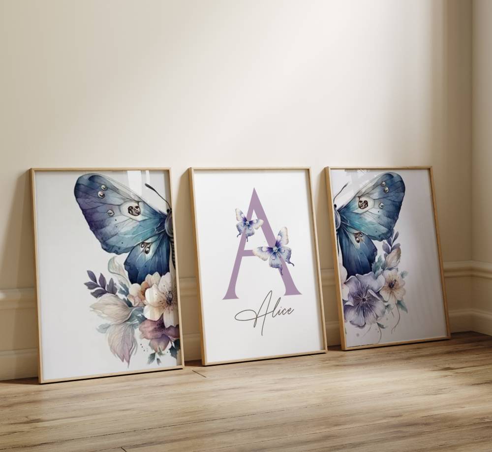 Affiche Papillon Violet - Déco Chambre Personnalisé