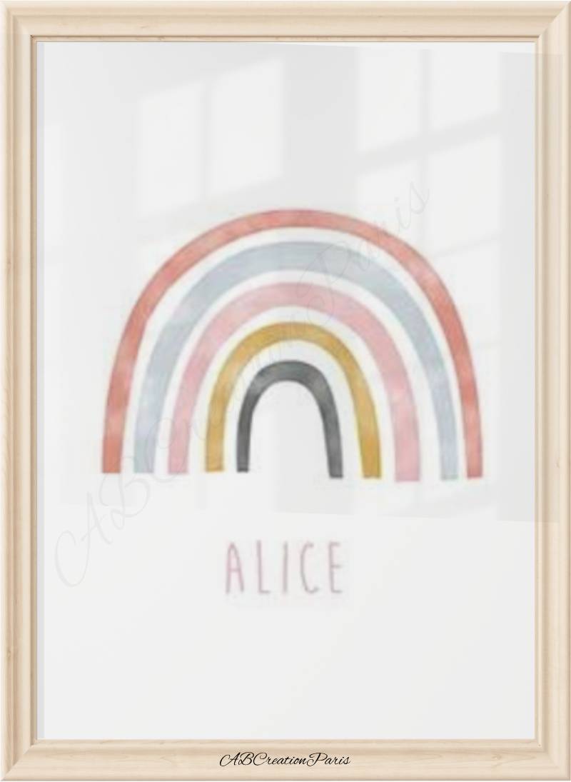 affiche arc en ciel et prénom