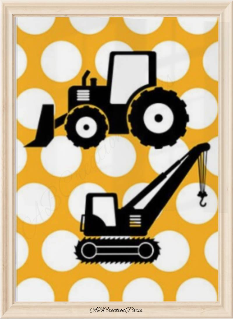 affiche thème construction jaune et noir