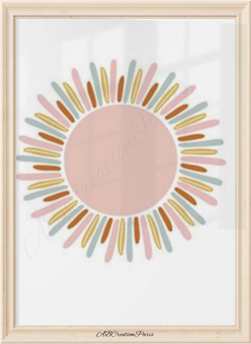 affiche soleil coloré pour décoration chambre bébé fille ou chambre enfant