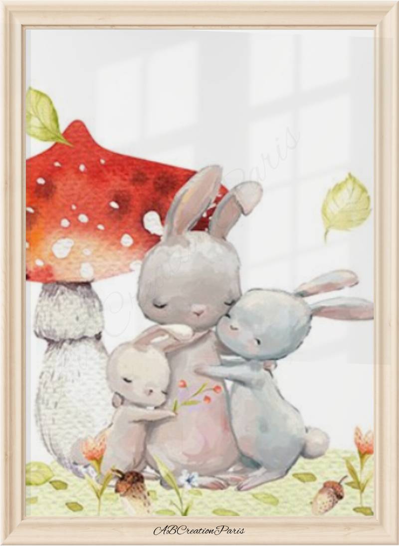 affiche famille lapin decoration chambre bebe theme lapin