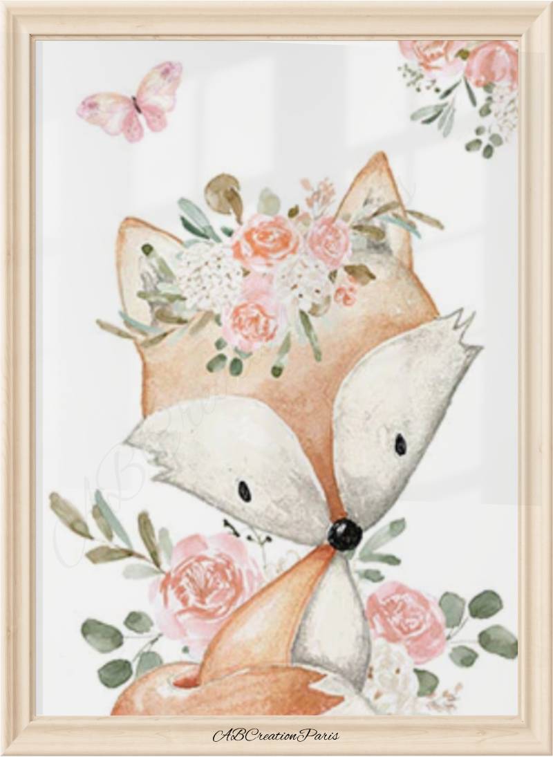 affiche renard chambre bébé fille