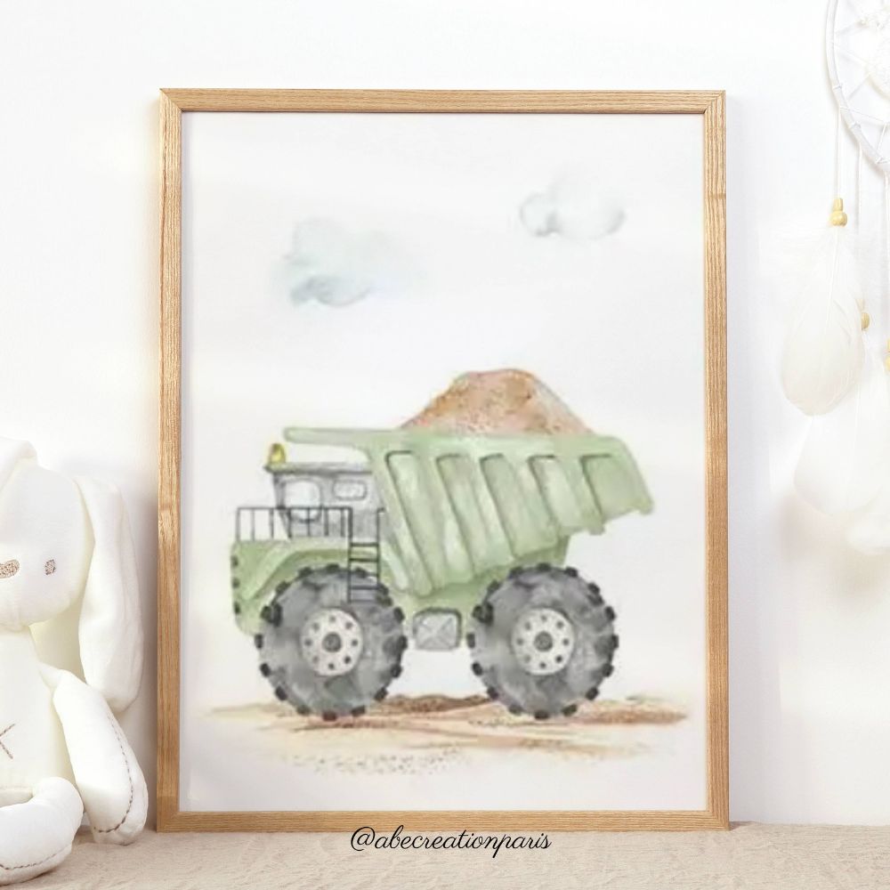 Aquarell-Fahrzeug-Poster – Dekoration fürs Kinderzimmer (Unisex)
