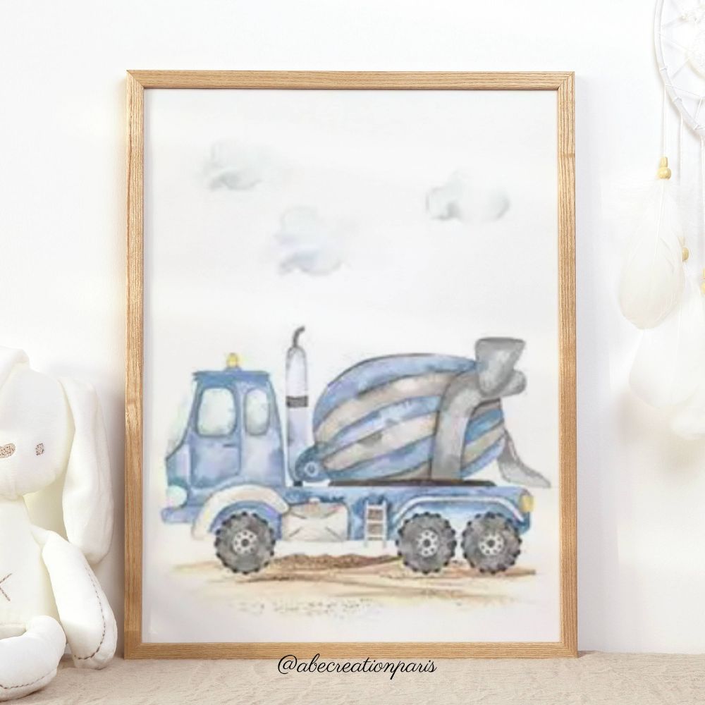 Aquarell-Fahrzeug-Poster – Dekoration fürs Kinderzimmer (Unisex)