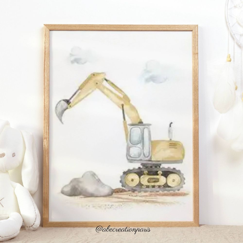 Aquarell-Fahrzeug-Poster – Dekoration fürs Kinderzimmer (Unisex)