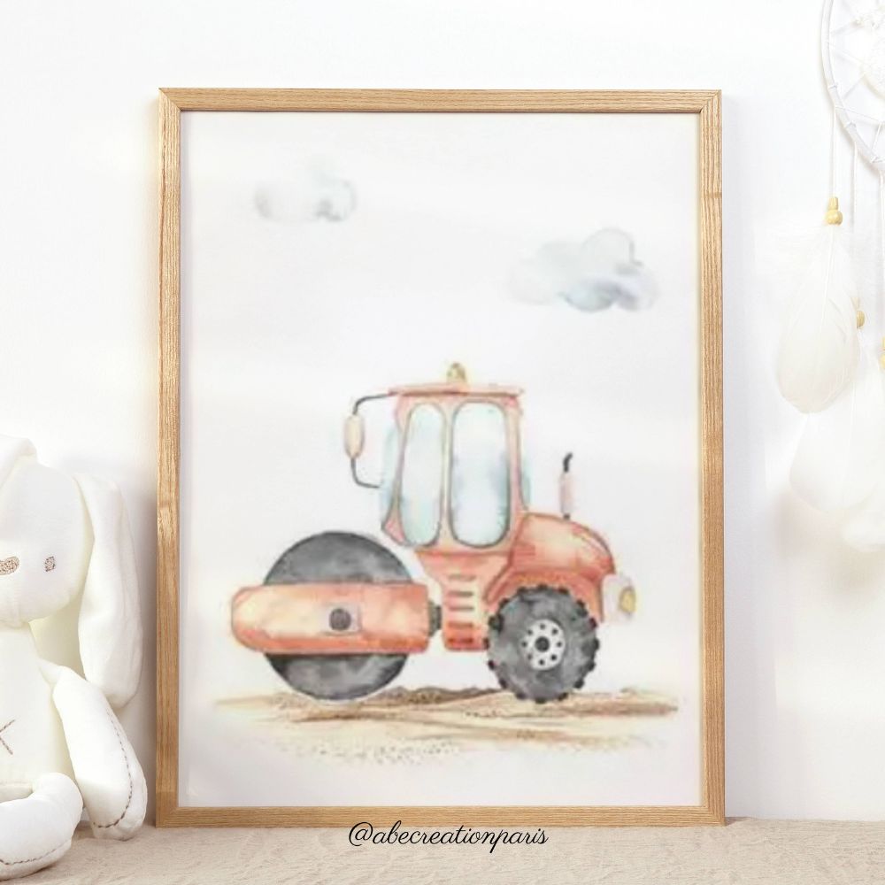 Aquarell-Fahrzeug-Poster – Dekoration fürs Kinderzimmer (Unisex)