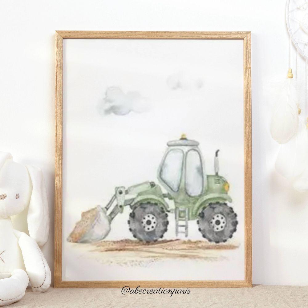 Aquarell-Fahrzeug-Poster – Dekoration fürs Kinderzimmer (Unisex)