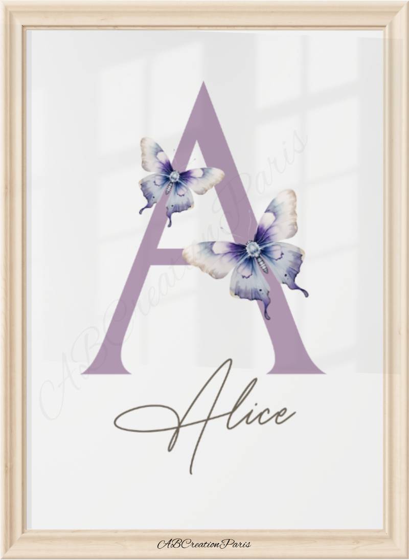 Affiche Papillon Violet - Déco Chambre Personnalisé
