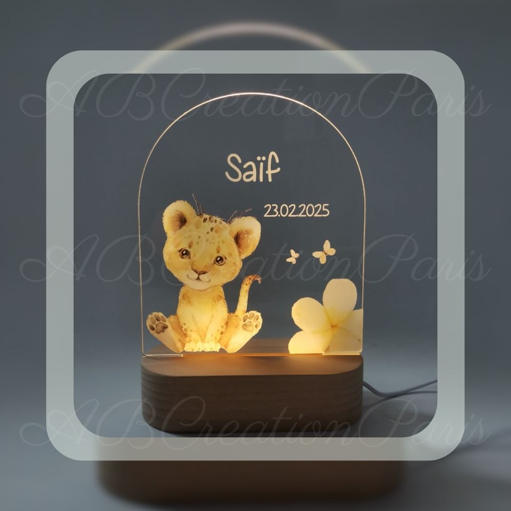 veilleuse lion bébé personnalisé