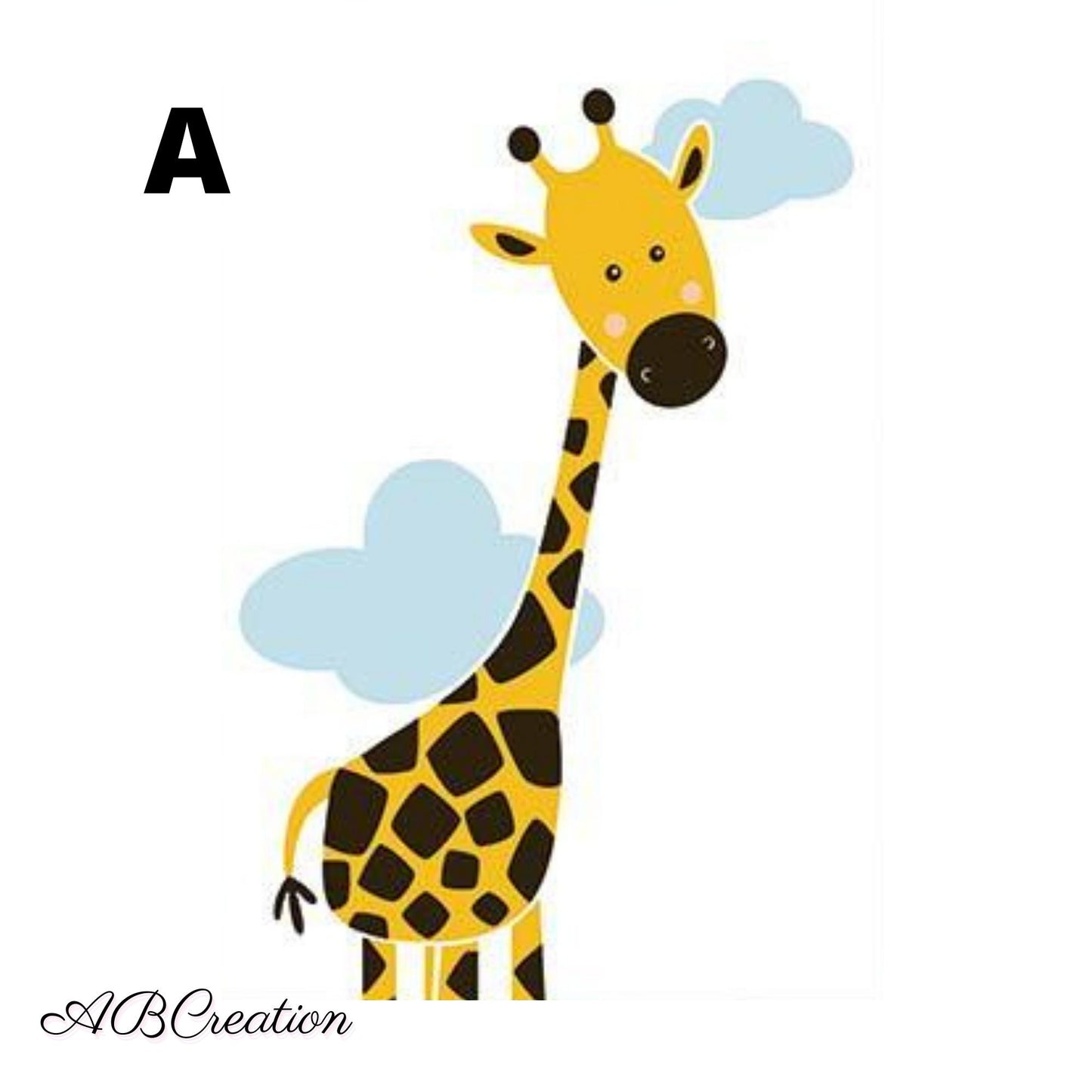 Affiche girafe enfant – décoration chambre bébé jaune style savane