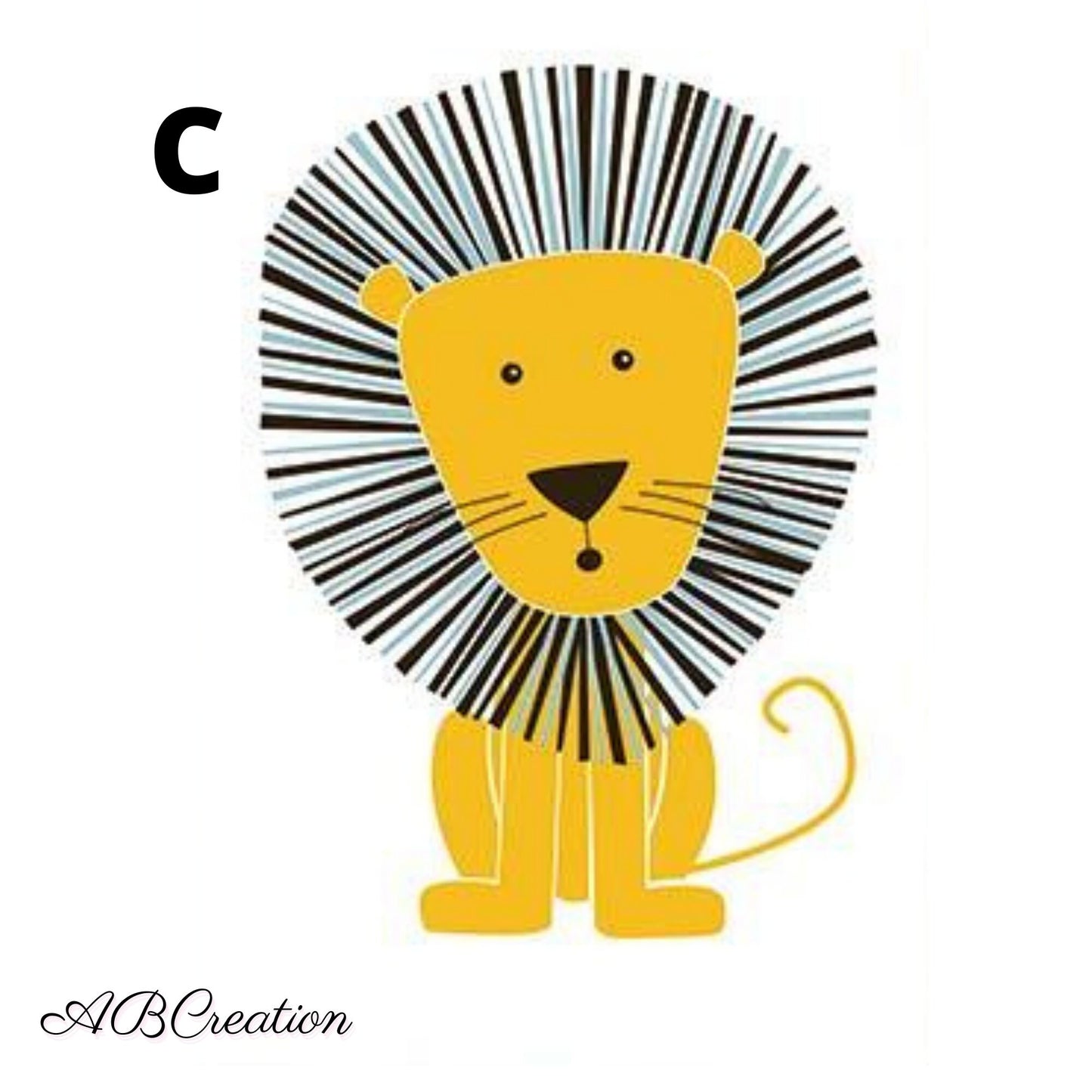 Affiche lion chambre bébé – déco murale jaune et noir pour univers safari enfant
