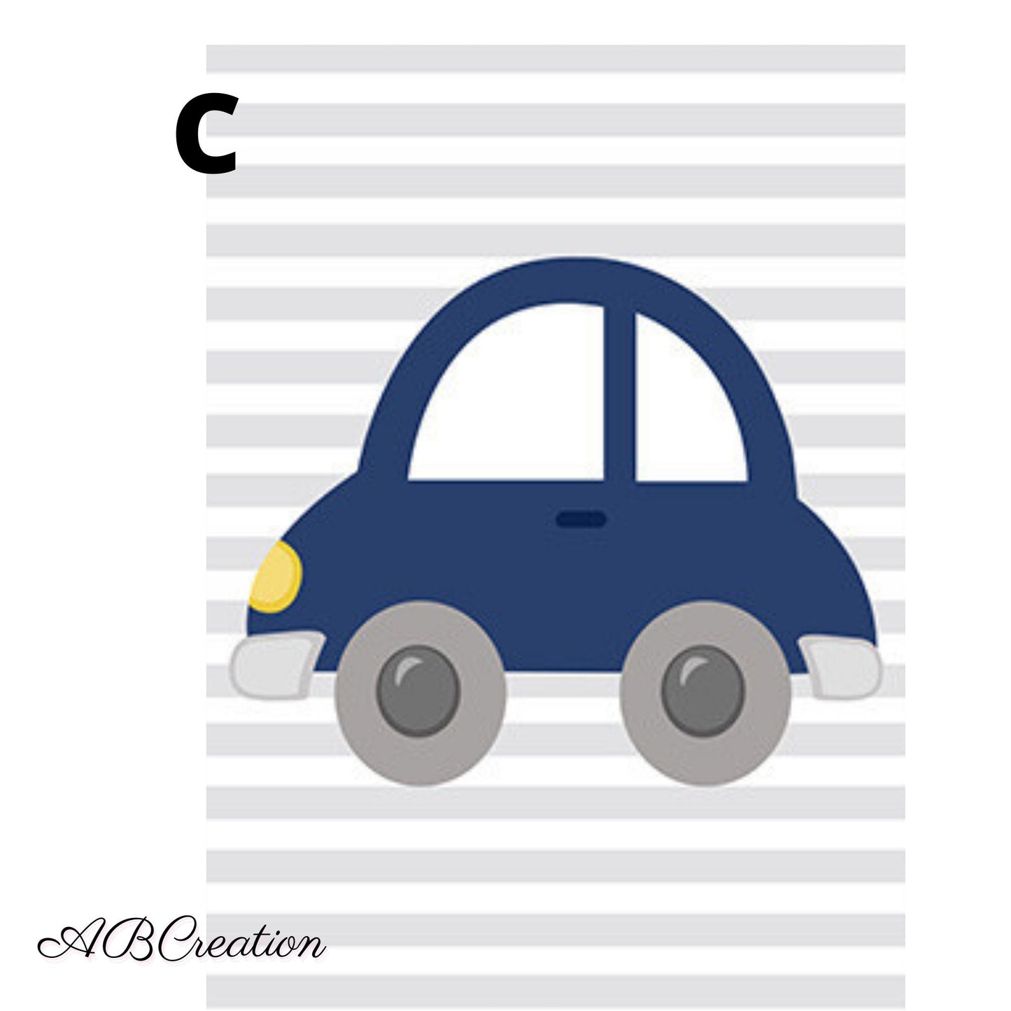 affiche représentant une voiture bleu pour chambre bébé