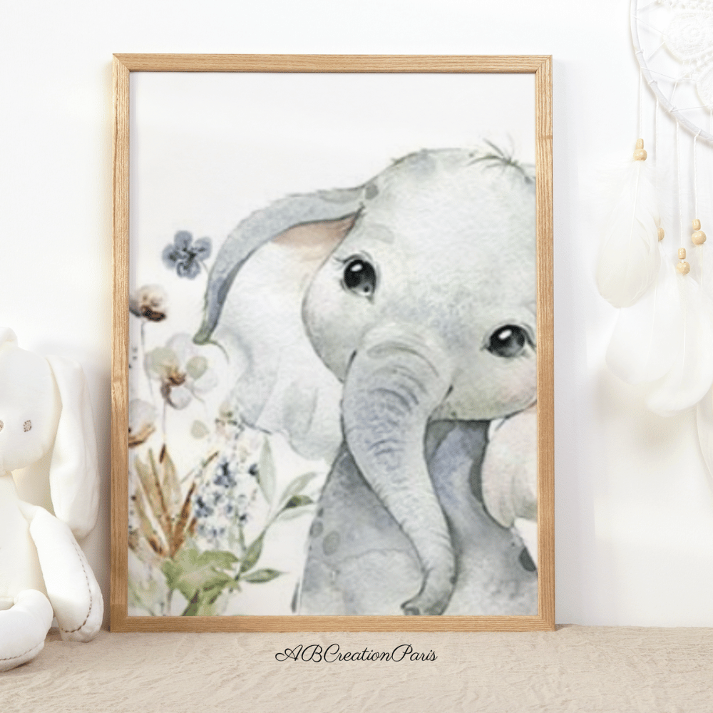 décoration murale elephant chambre bebe fille