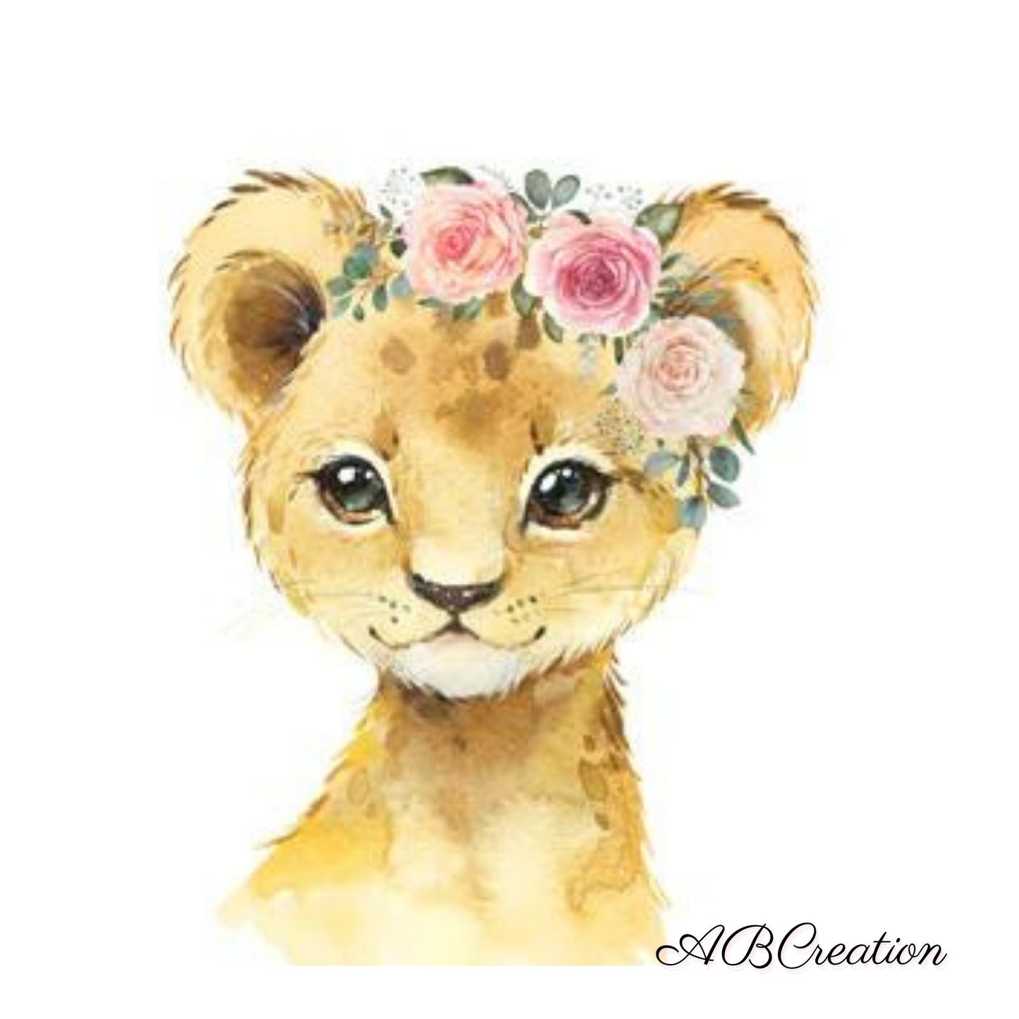 affiche lionceau couronne de fleur