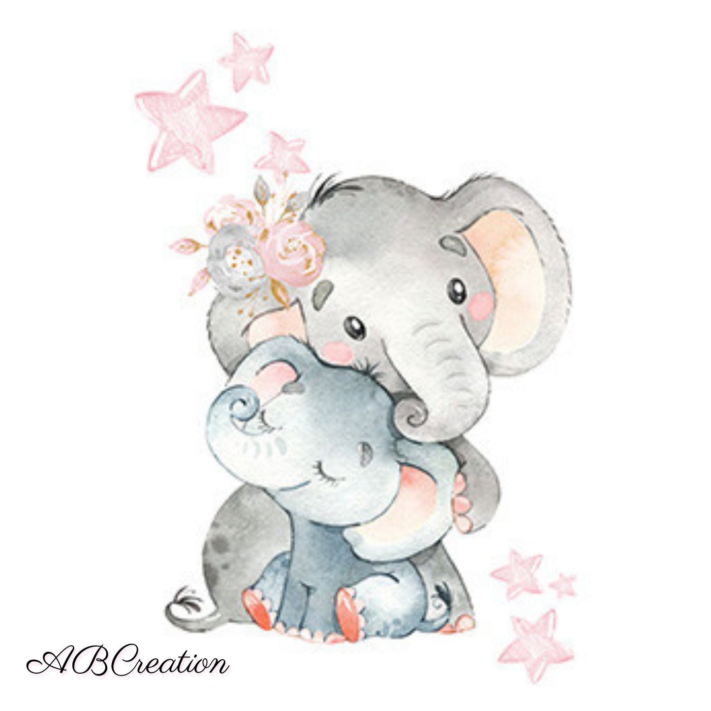 Set de 3 Affiches Chambre Fille Thème Eléphant