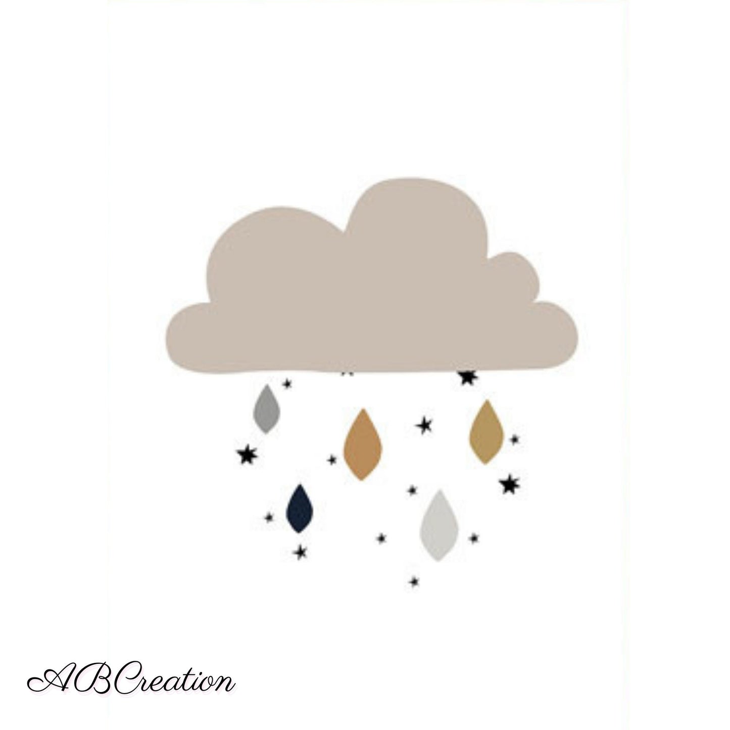 Poster Set Regenbogen, Sterne und Wolke – Personalisierte Kinderzimmer Dekoration