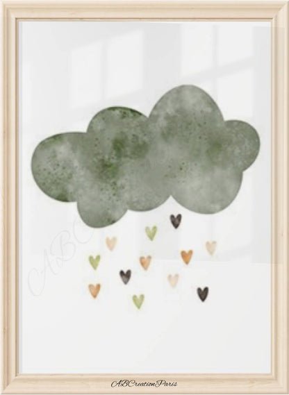 affiche nuage vert émeraude