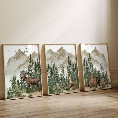 Décoration murale animaux de la foret. Chambre bébé ou enfant nature