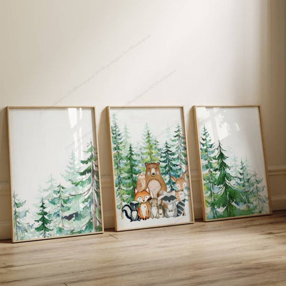 Tableau chambre bébé animaux de la forêt 