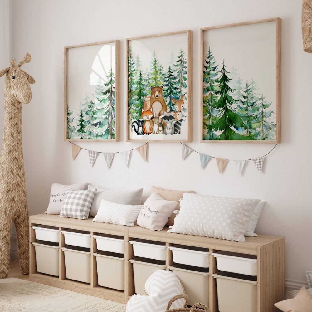 Tableau chambre bébé animaux de la foret 