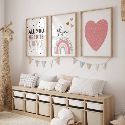 set 3 affiche déco chambre bébé fille