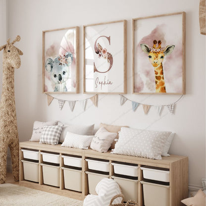 deco chambre bebe fille animaux safari chic