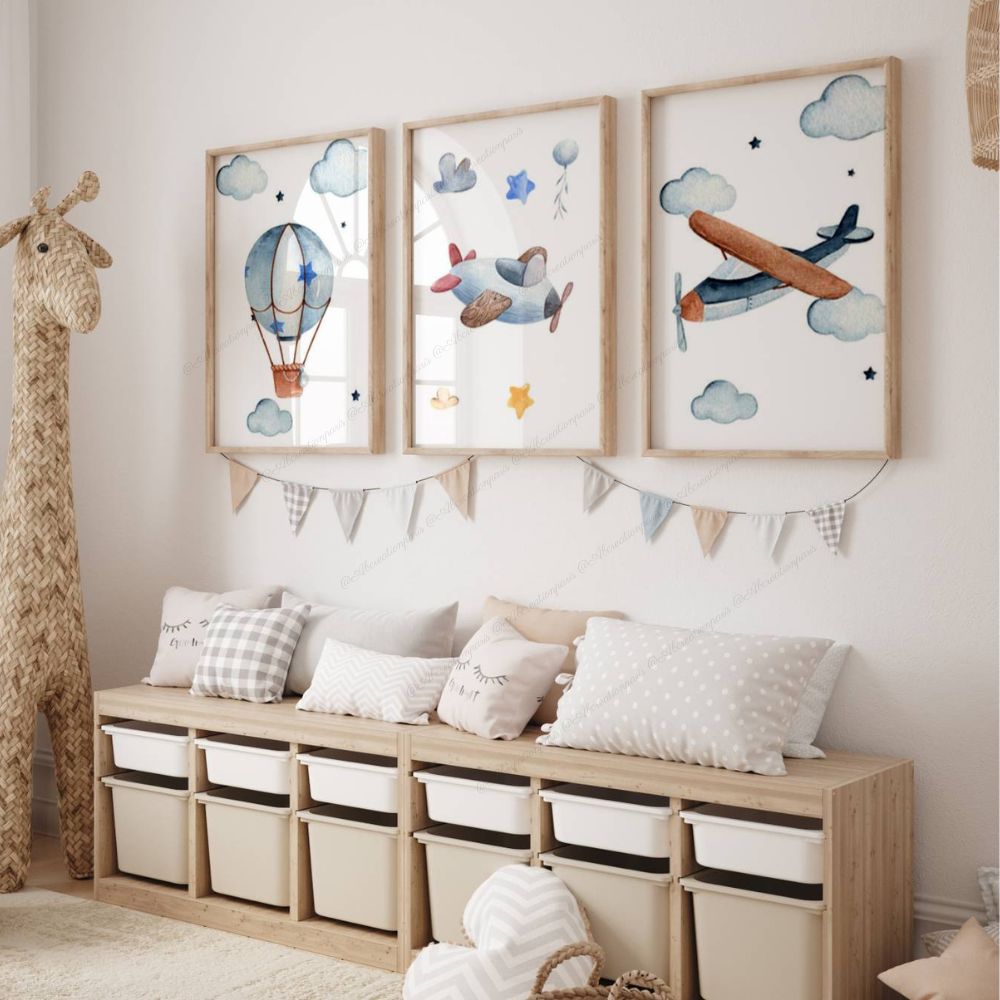 Affiche avion chambre bébé garcon