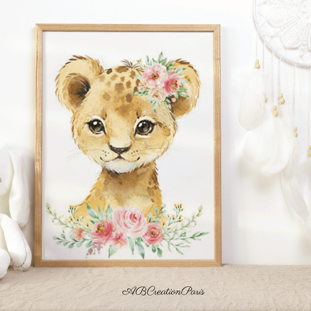 affiche lion chambre fille 