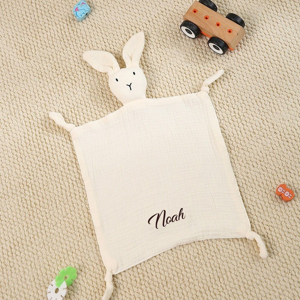 doudou lapin blanc et broderie personnalisée