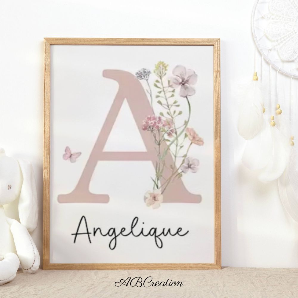Affiche personnalisé naissance fille 
