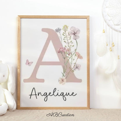 Affiche personnalisé naissance fille 