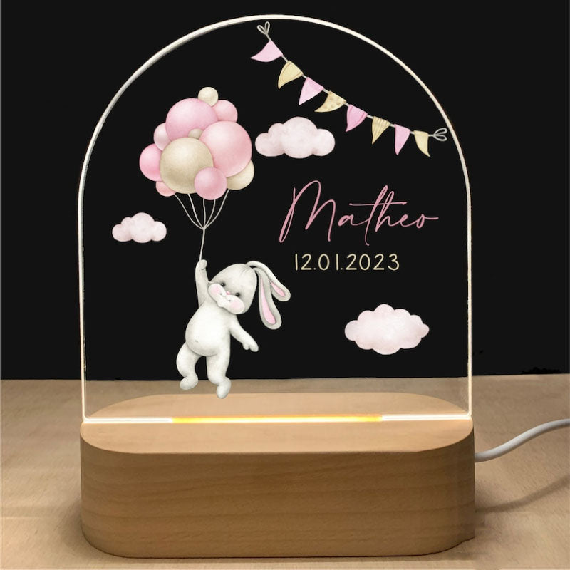 Lampe de Chevet Enfant Lapin et Ballons