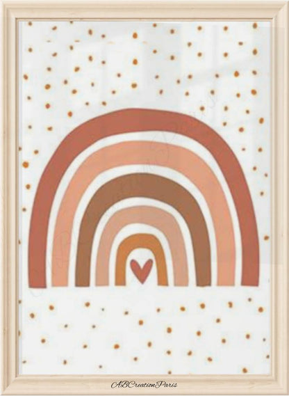 affiche arc en ciel terracotta et fond blanc a poids 