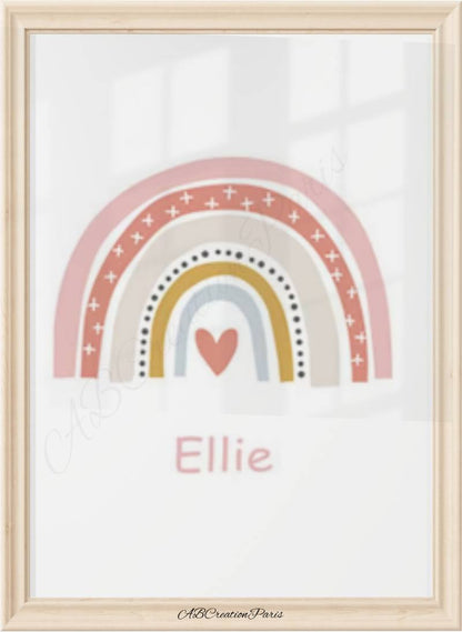 affiche arc en ciel et prénom en dessous