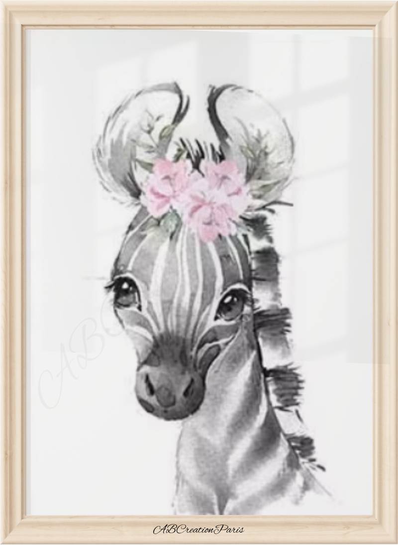 affiche zebre pour chambre bébé fille animaux de la jungle